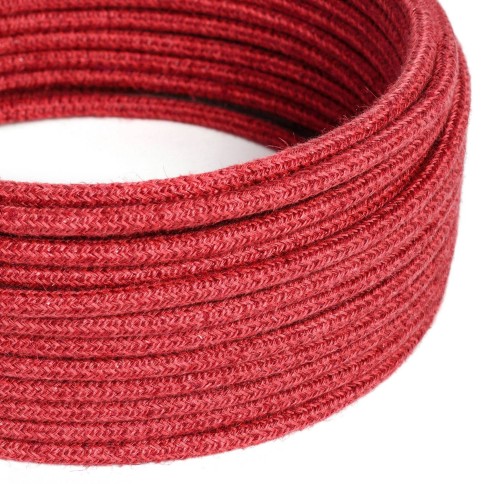 Câble textile Rouge cerise jute - L'Original Creative-Cables - RN24 rond 2x0,75mm / 3x0,75mm