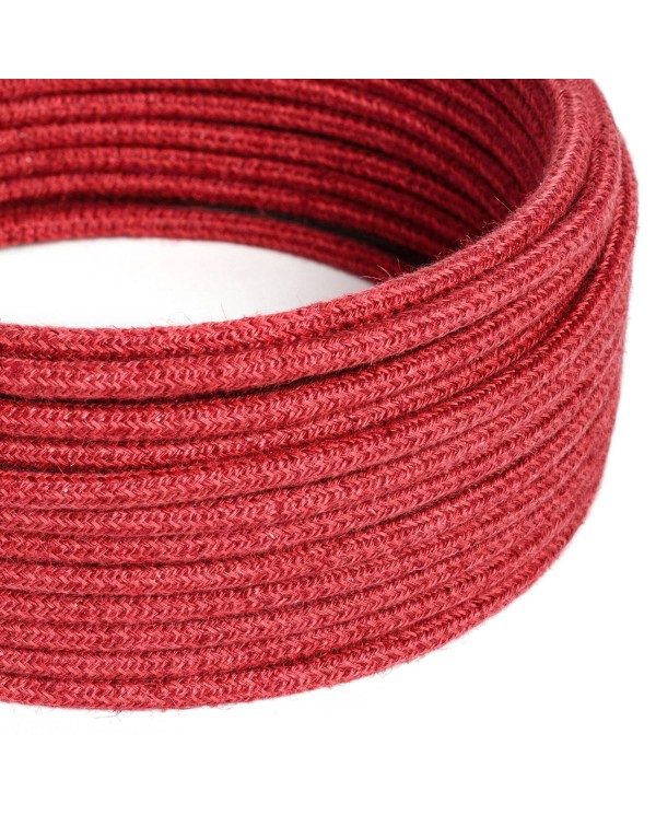 Câble textile Rouge cerise jute - L'Original Creative-Cables - RN24 rond 2x0,75mm / 3x0,75mm