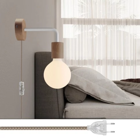 Lampe Spostaluce en bois avec extension courbée