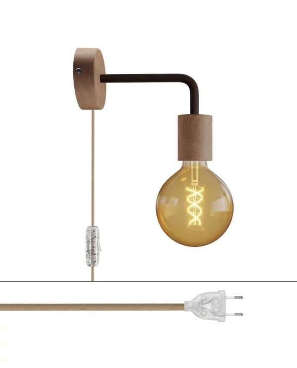 Lampe Spostaluce en bois avec extension courbée