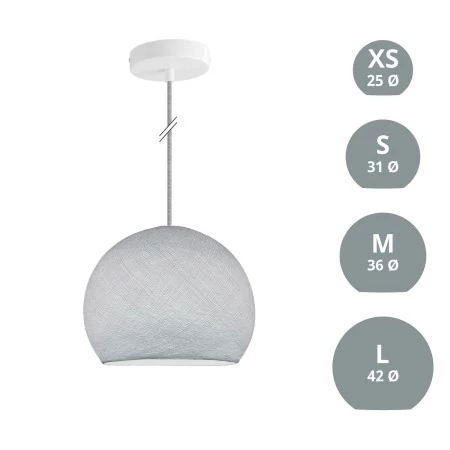 Lampe suspension avec abat-jour Cupola - Polyester Gris perle