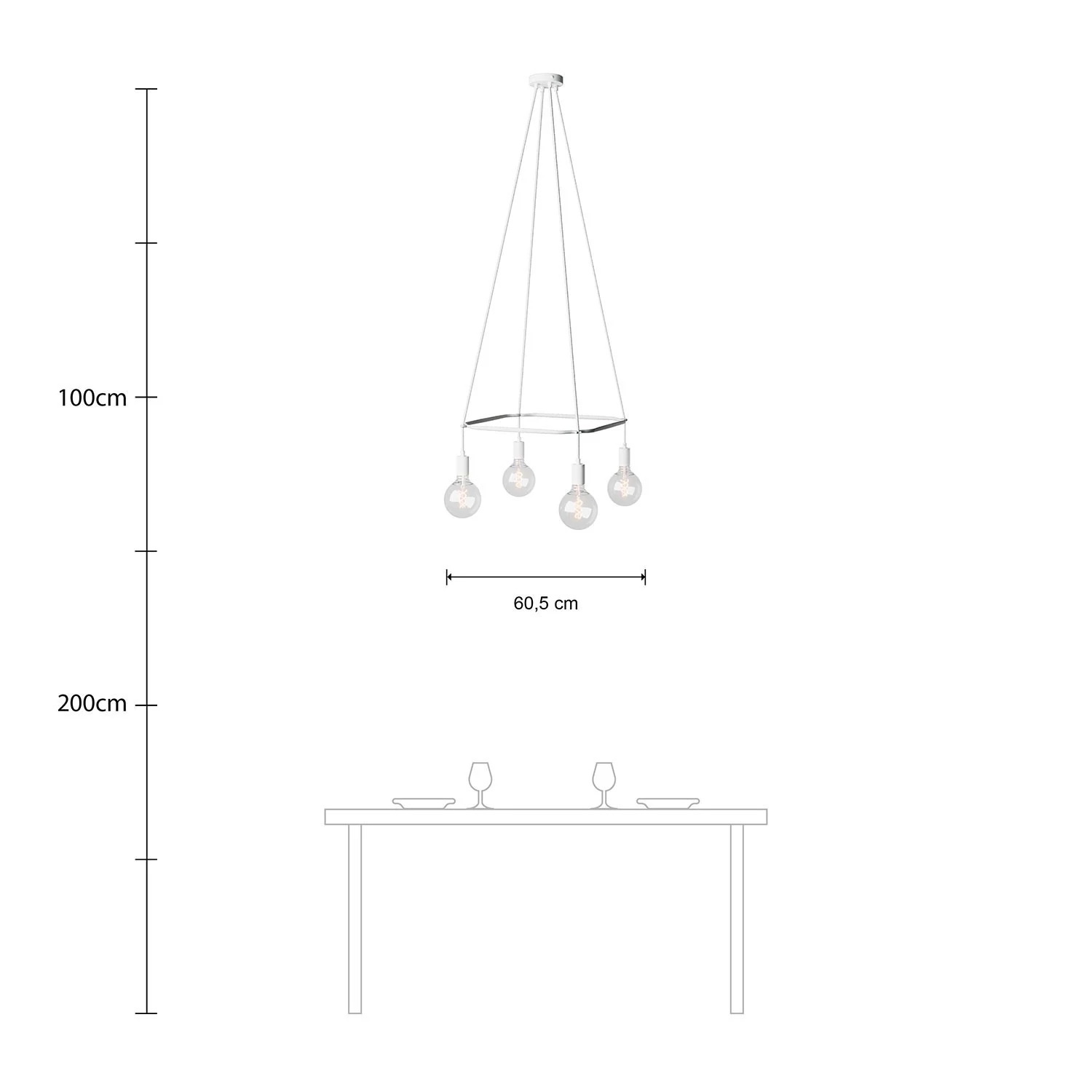 Lustre Cage avec 4 bras Globo