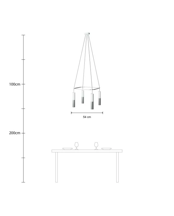 Lustre Cage avec 4 bras Tub-E14 Double