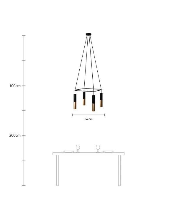 Lustre Cage avec 4 bras Tub-E14 Double