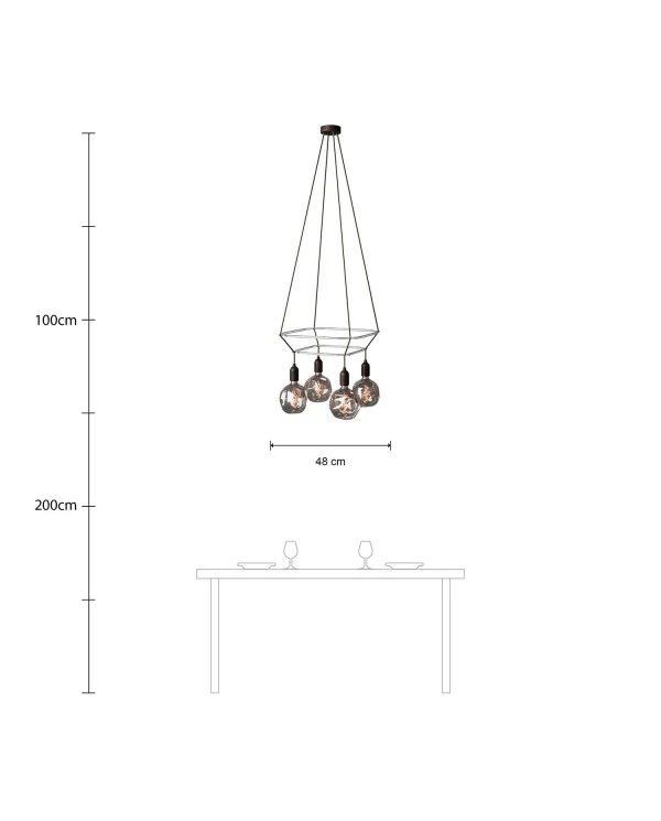 Lustre 2 Cage avec 4 bras Globo Bumped