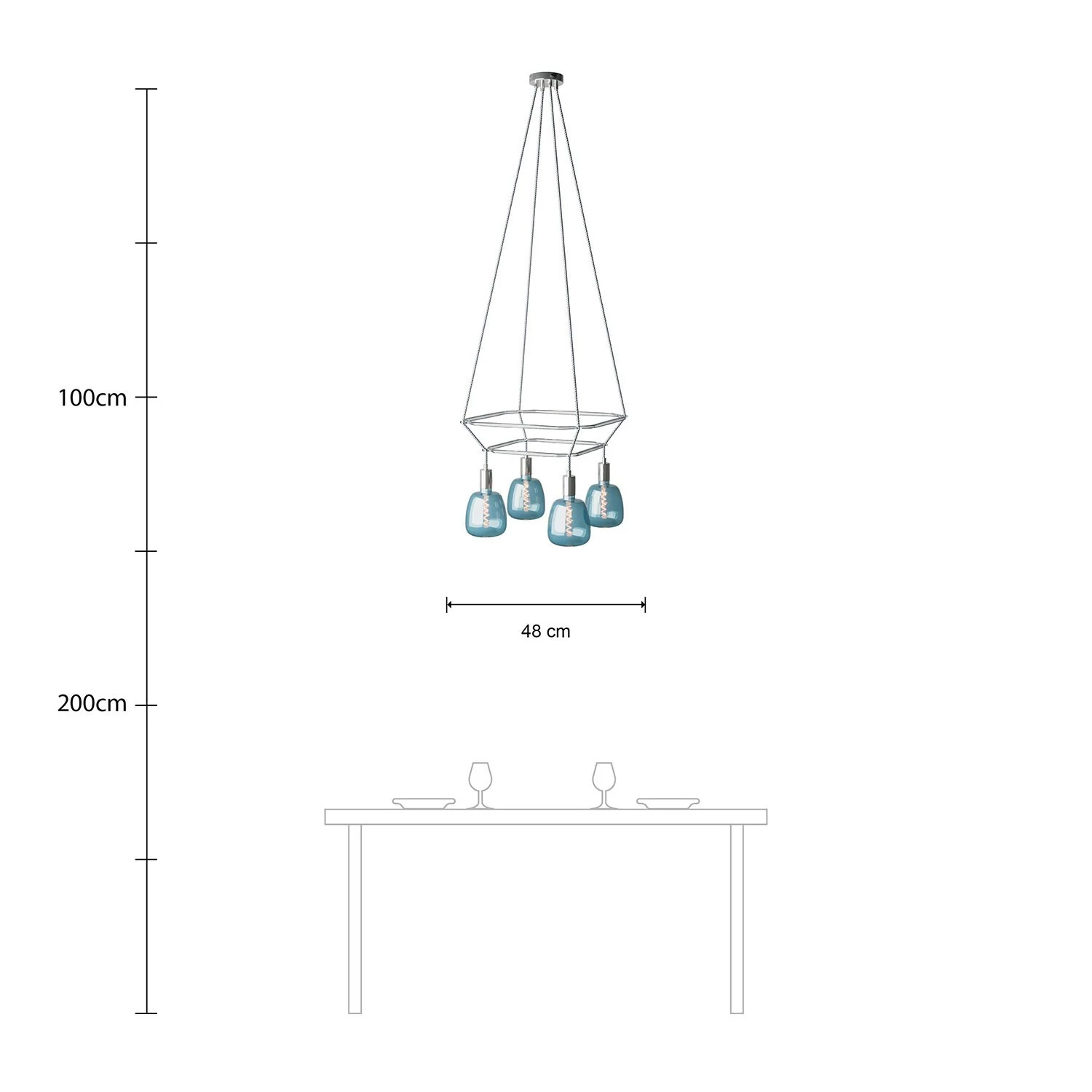 Lustre 2 Cage avec 4 bras Bona Pastel