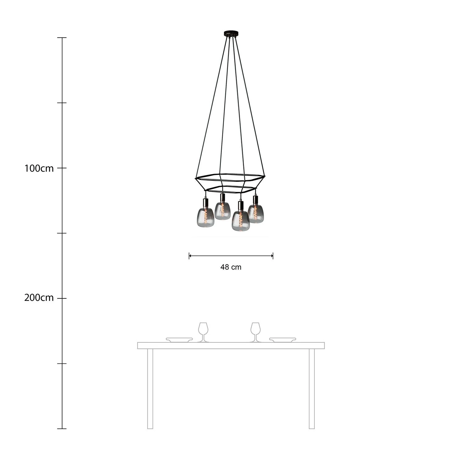 Lustre 2 Cage avec 4 bras Bona Pastel