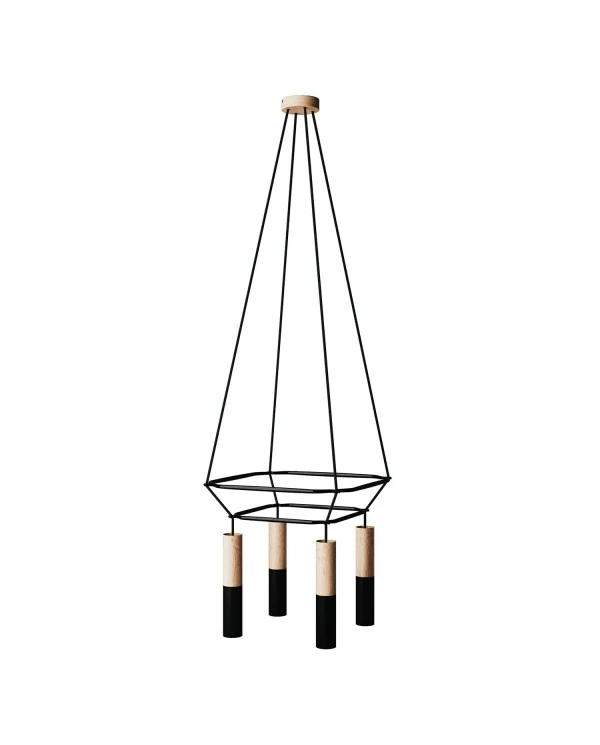 Lustre 2 Cage avec 4 bras Tub-E14 Double