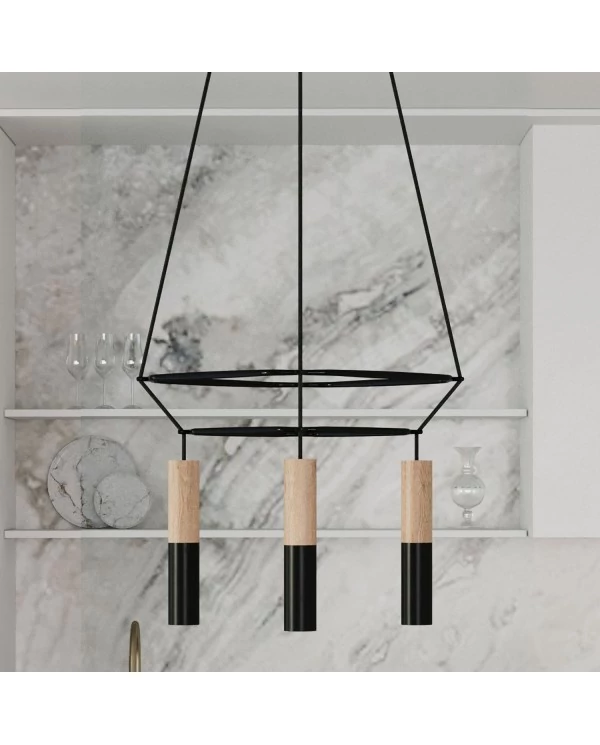 Lustre 2 Cage avec 4 bras Tub-E14 Double