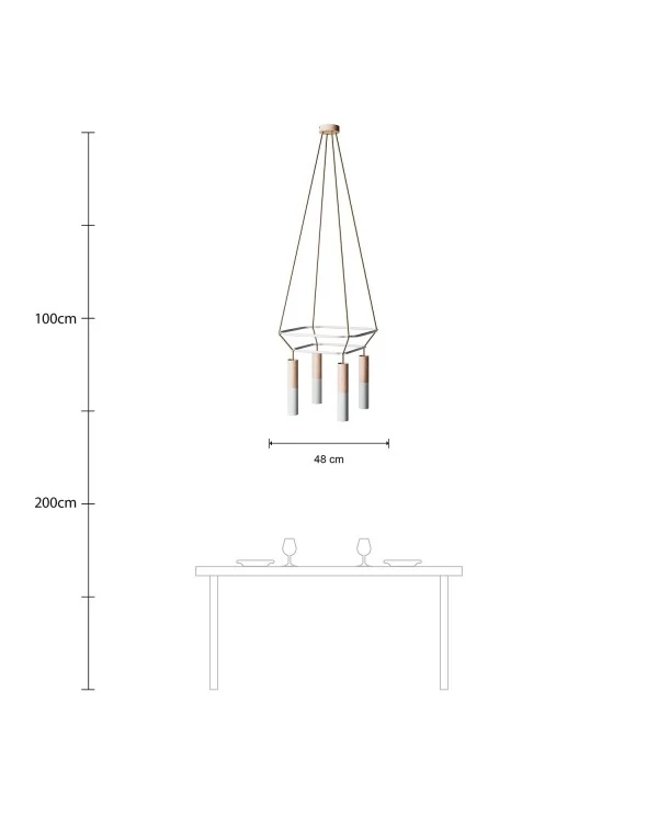 Lustre 2 Cage avec 4 bras Tub-E14 Double