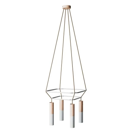 Lustre 2 Cage avec 4 bras Tub-E14 Double