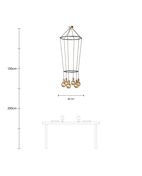 Lustre 2 Cage avec 6 bras Globo