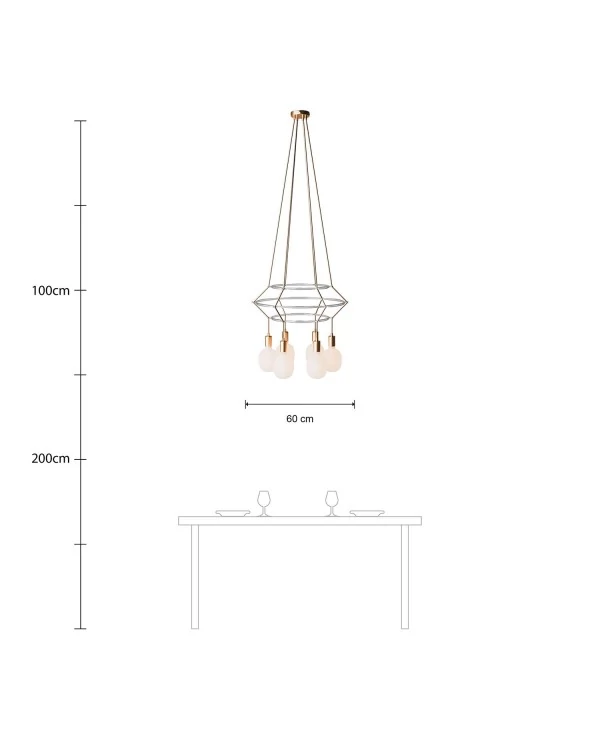 Lustre 3 Cage avec 4 bras Rodi