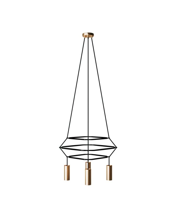 Lustre 3 Cage avec 4 bras Tub-E14