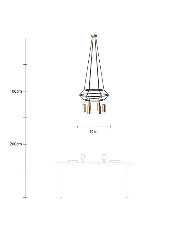 Lustre 3 Cage avec 4 bras Tub-E14