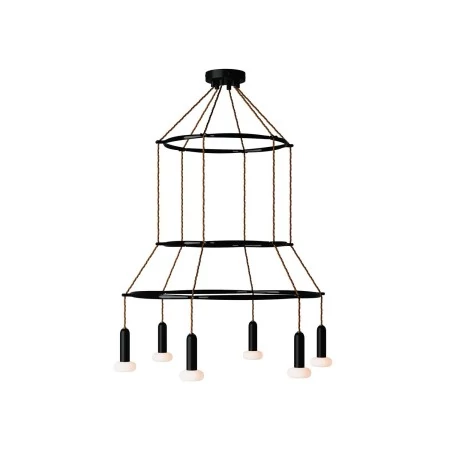 Lustre 3 Cage avec 6 bras P-Light Dash - Noir