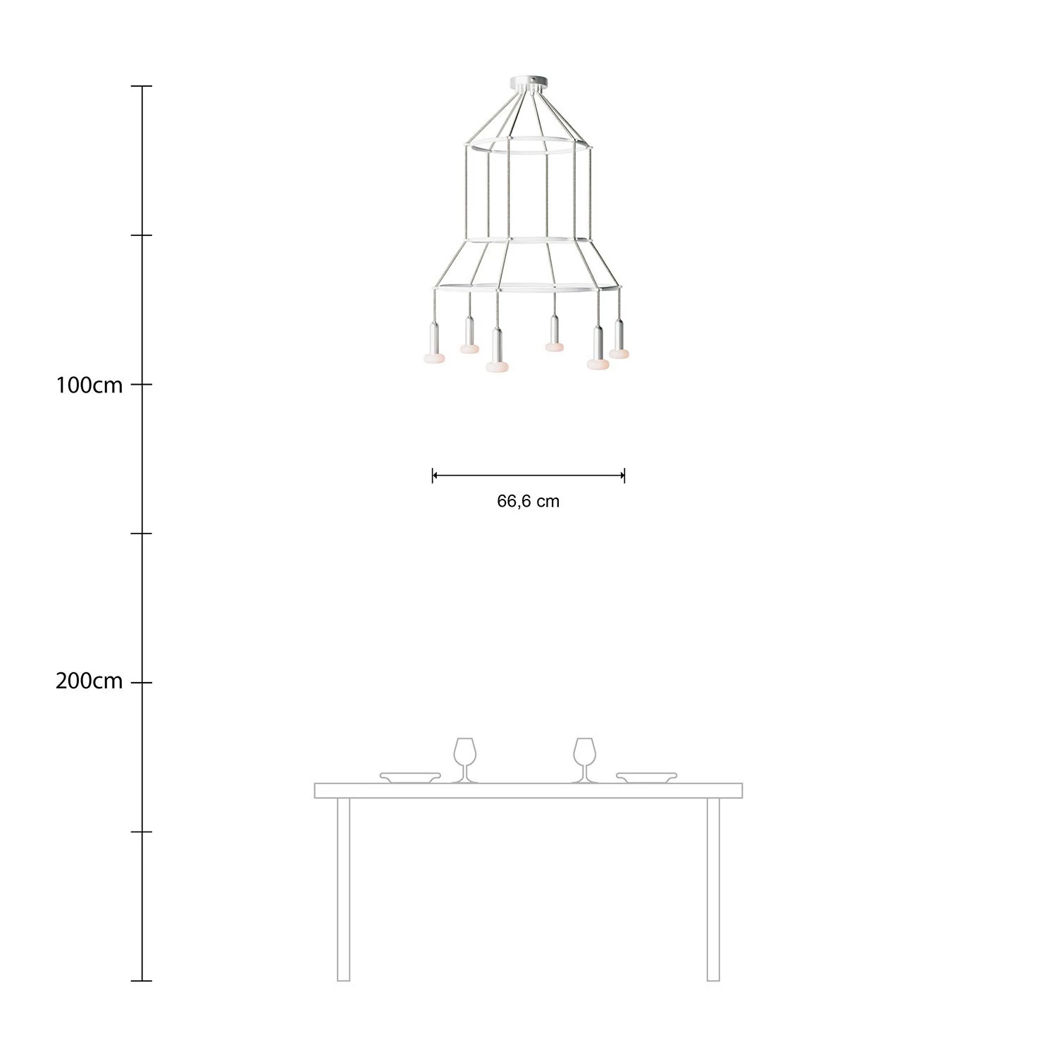 Lustre 3 Cage avec 6 bras P-Light Dash