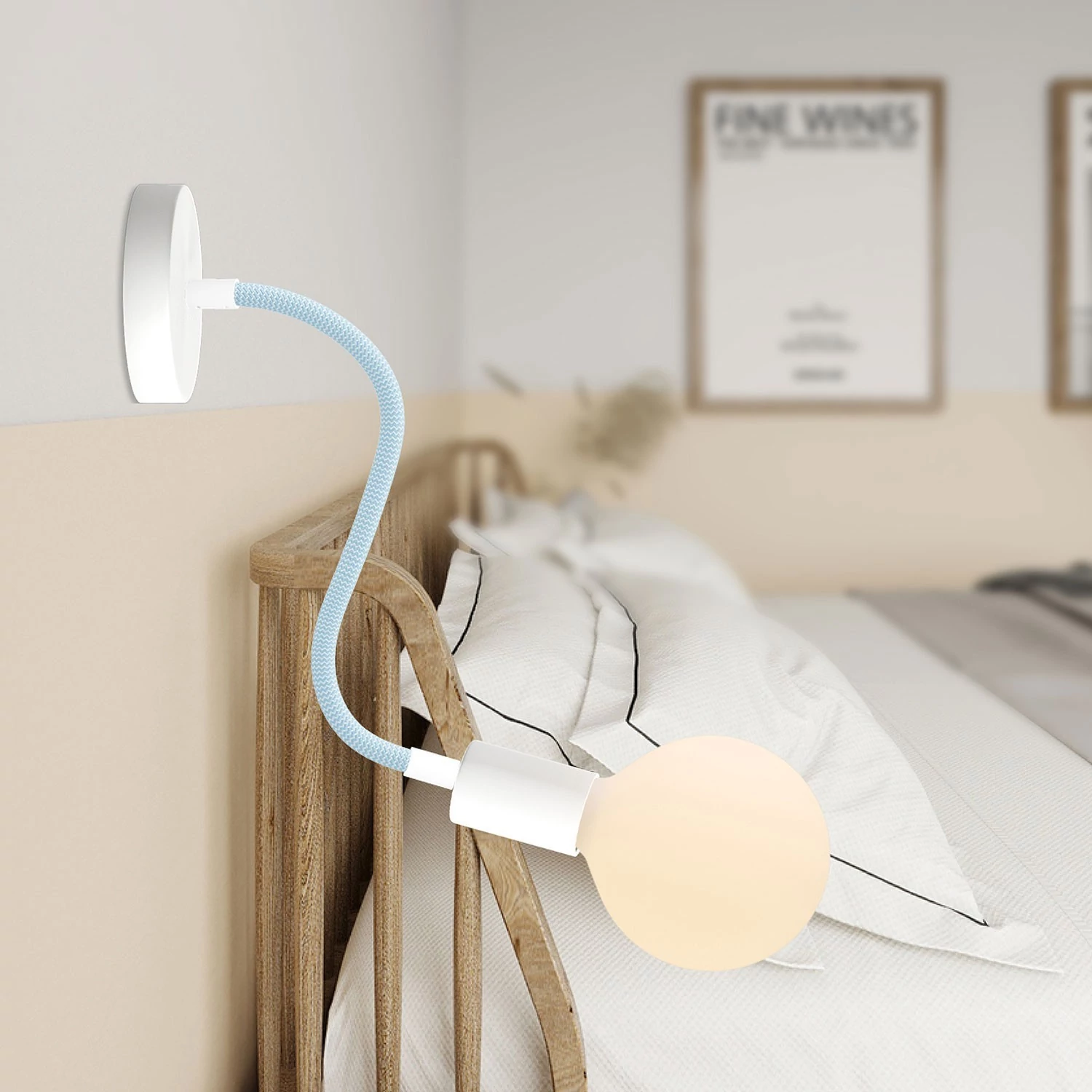Kit Creative Flex tube flexible recouvert de tissu blue ciel RM76 avec bornes métalliques