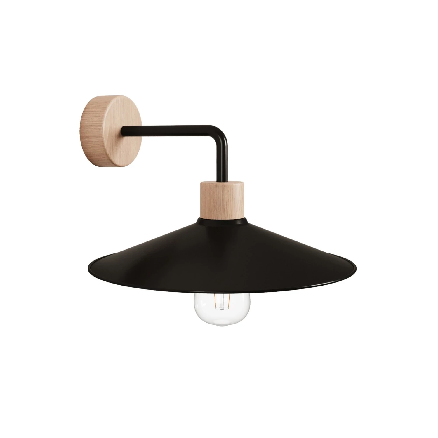 Lampe murale en bois avec abat-jour Swing et extension courbée - Fermaluce Wood