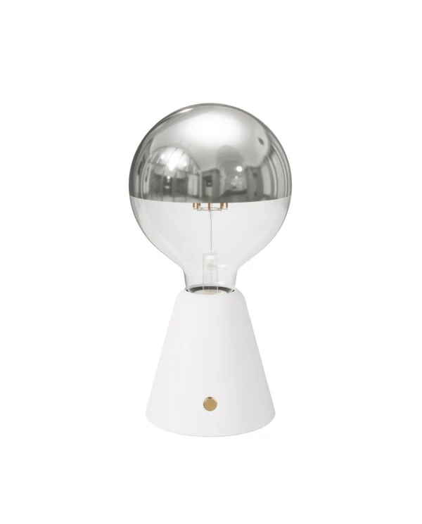 Lampe portative LED rechargeable Cabless01 avec ampoule globo demi-sphère argent