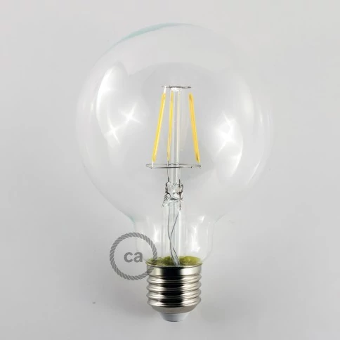 Ampoule Transparente LED Globe G95 Filament Court 4,5W 470Lm E27 2700K