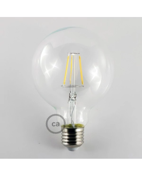 Ampoule Transparente LED Globe G95 Filament Court 4,5W 470Lm E27 2700K
