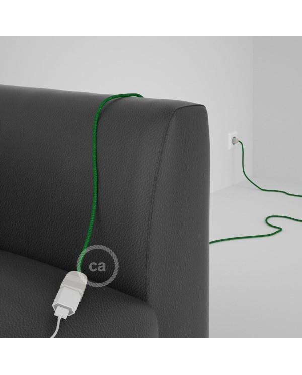Rallonge électrique avec câble textile RL06 Effet Soie Paillettes Vert 2P 10A Made in Italy.