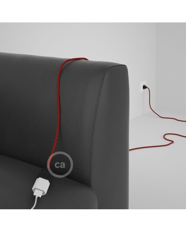 Rallonge électrique avec câble textile RT94 Effet Soie Red Devil 2P 10A Made in Italy.