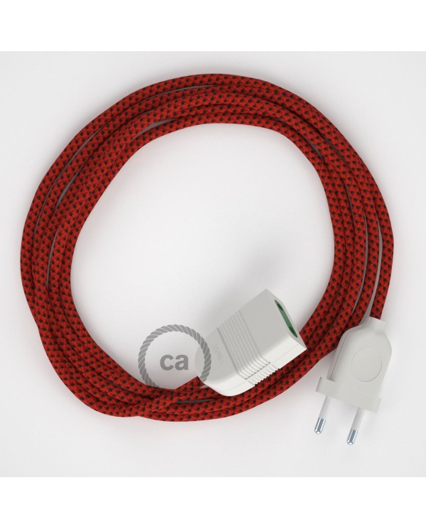 Rallonge électrique avec câble textile RT94 Effet Soie Red Devil 2P 10A Made in Italy.