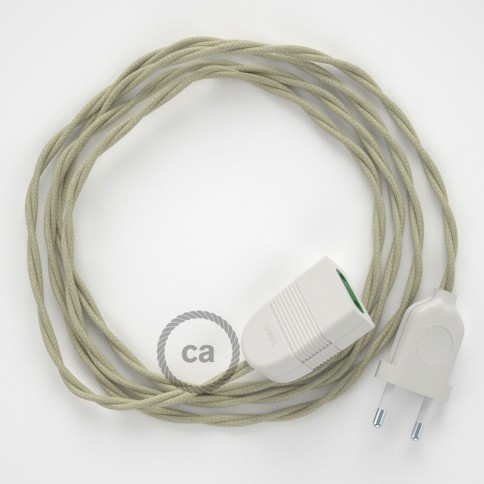 Rallonge électrique avec câble textile TC43 Coton Tourterelle 2P 10A Made in Italy.