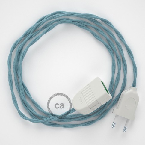 Rallonge électrique avec câble textile TC53 Coton Océan 2P 10A Made in Italy.