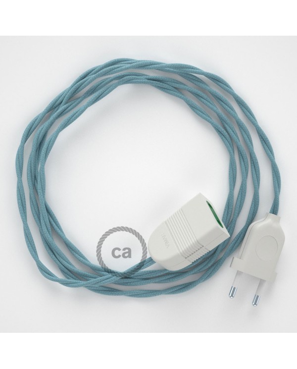 Rallonge électrique avec câble textile TC53 Coton Océan 2P 10A Made in Italy.