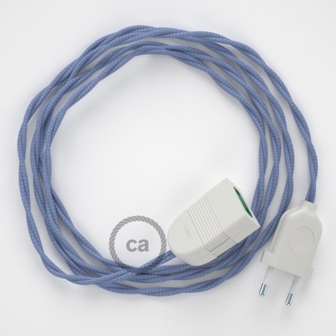 Rallonge électrique avec câble textile TM07 Effet Soie Lilas 2P 10A Made in Italy.