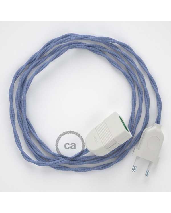 Rallonge électrique avec câble textile TM07 Effet Soie Lilas 2P 10A Made in Italy.
