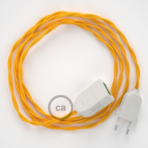 Rallonge électrique avec câble textile TM10 Effet Soie Jaune 2P 10A Made in Italy.