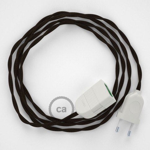 Rallonge électrique avec câble textile TM13 Effet Soie Marron 2P 10A Made in Italy.