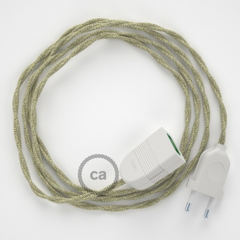 Rallonge électrique avec câble textile TN01 Lin Naturel Neutre 2P 10A Made in Italy.