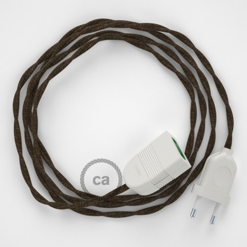 Rallonge électrique avec câble textile TN04 Lin Naturel Marron 2P 10A Made in Italy.