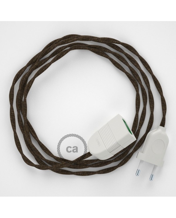 Rallonge électrique avec câble textile TN04 Lin Naturel Marron 2P 10A Made in Italy.