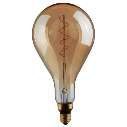 Ampoule Dorée XXL LED - Poire A165 Filament courbe en Spirale 4,5W 300Lm E27 1800K Dimmable