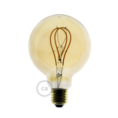 Ampoule Dorée LED - Globe G95 Filament courbe avec Double Boucle 4.5W 250Lm E27 1800K Dimmable