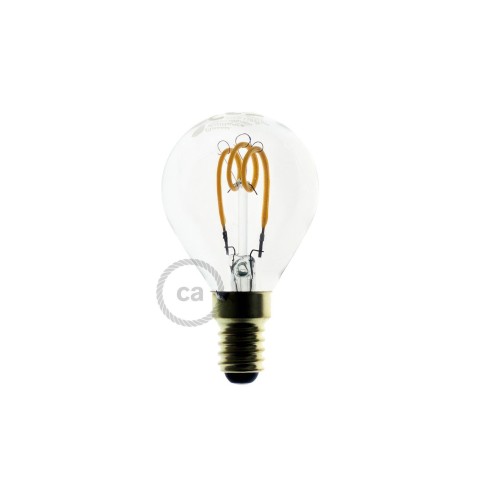 Ampoule Transparente LED - Globe G45 Filament courbe avec Spirale 3W 150Lm E14 2200K Dimmable