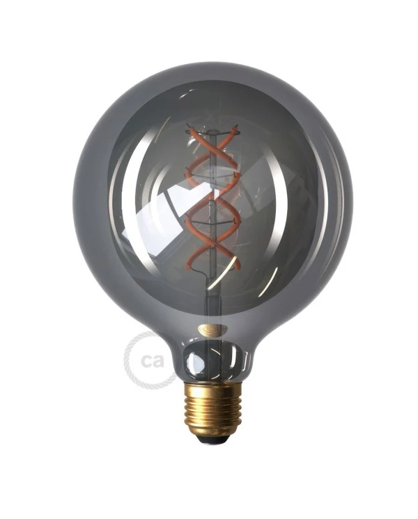 Ampoule Smoky LED Globe G125 Filament Courbe en Spirale 5W 120Lm E27 1800K Dimmable