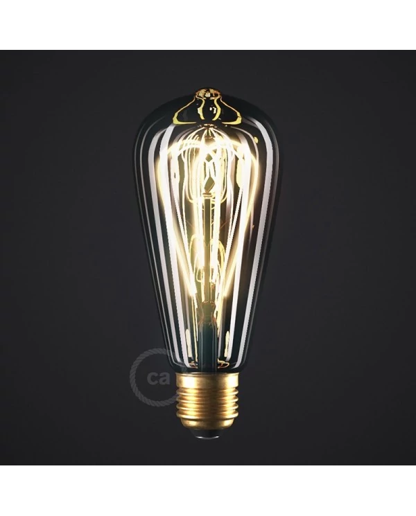 Ampoule Smoky LED Edison ST64 Filament Courbe à Double Loop 5W 160Lm E27 1800K Dimmable