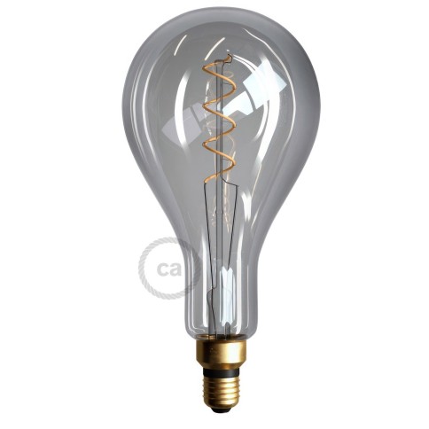 Ampoule Smoky XXL LED - Poire A165 Filament courbe en Spirale 5W 150Lm E27 2000K Dimmable