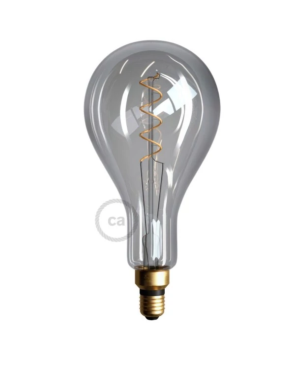 Ampoule Smoky XXL LED - Poire A165 Filament courbe en Spirale 5W 150Lm E27 2000K Dimmable