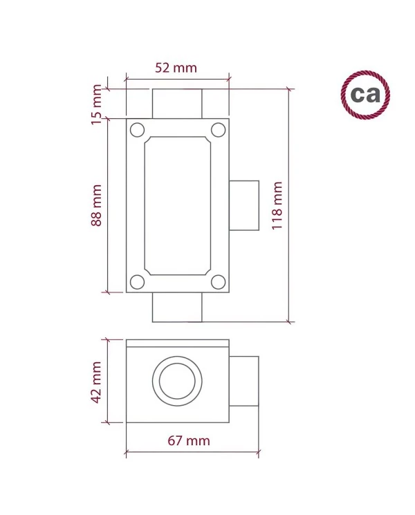 Boîte de jonction trois sorties, forme T pour Creative-Tube, boîtier en aluminium