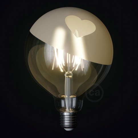 Ampoule LED Globe G125 Filament Court Version Tattoo Lamp® Modèle Cuore 4W 420Lm E27 2700K