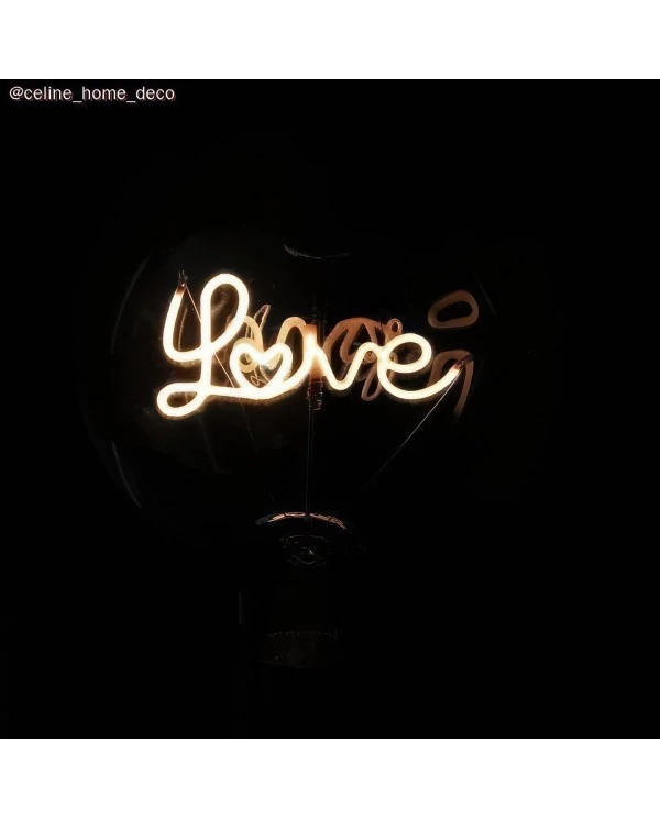 Ampoule Dorée Globe LED pour lampe à poser - G125 Filament simple "Love" - 5W 250Lm E27 2000K Dimmable