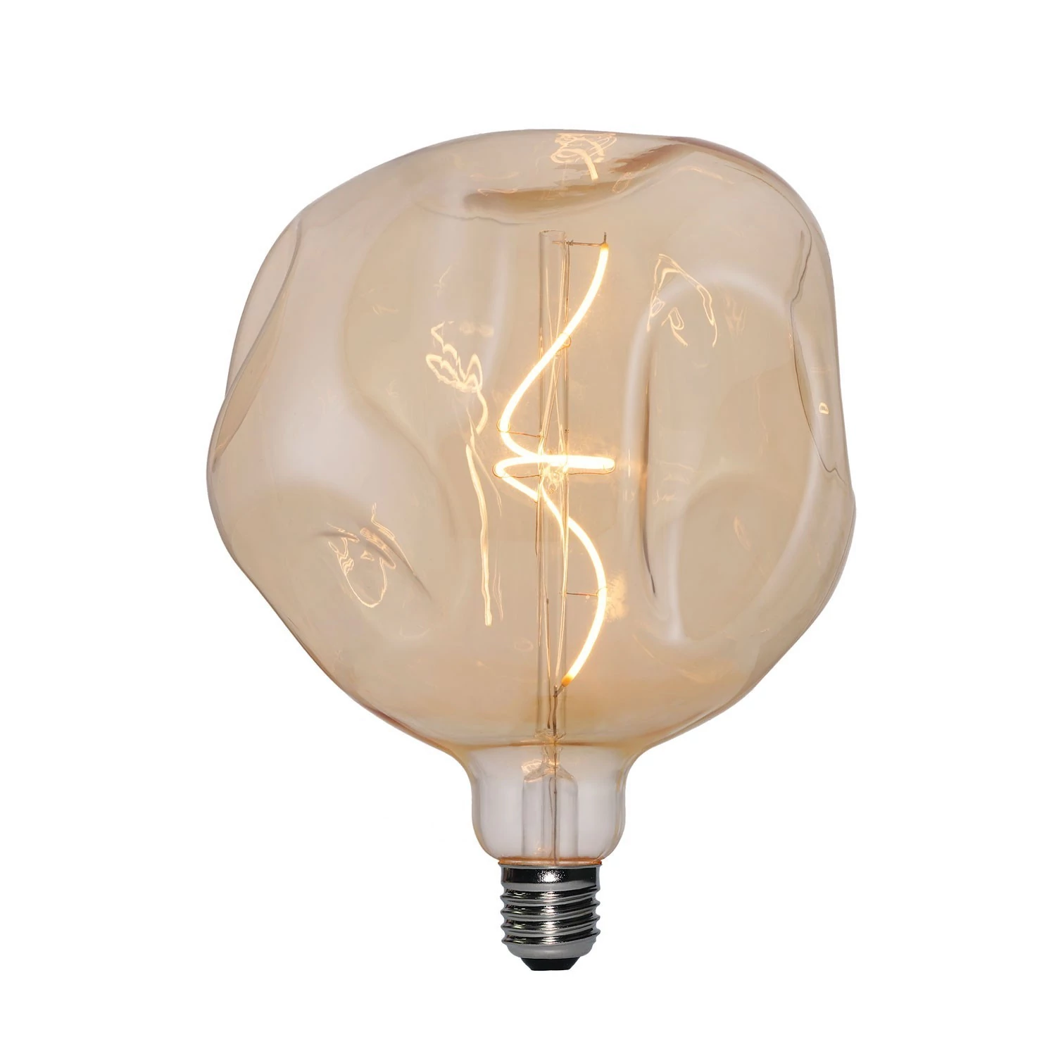 Ampoule LED Globe Dorée Cabossée G180 Filament en Spiral 5W 250Lm E27 1800K Dimmable